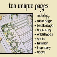 Load image into Gallery viewer, DnD Druid Character Sheet
