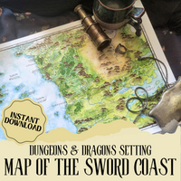 Load image into Gallery viewer, Map of the Sword Coast | DnD Map | Game Master Tools | Faerûn
