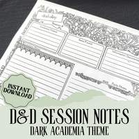Load image into Gallery viewer, DnD Session Notes Academia
