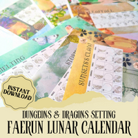 Load image into Gallery viewer, DnD Lunar Calendar for Faerun
