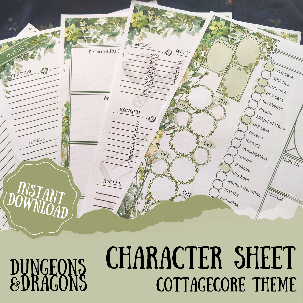 DnD 5e Character Sheet | D&D Resources | Cottagecore Character Journal