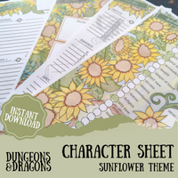 Load image into Gallery viewer, DnD Character Sheet | Sunflower

